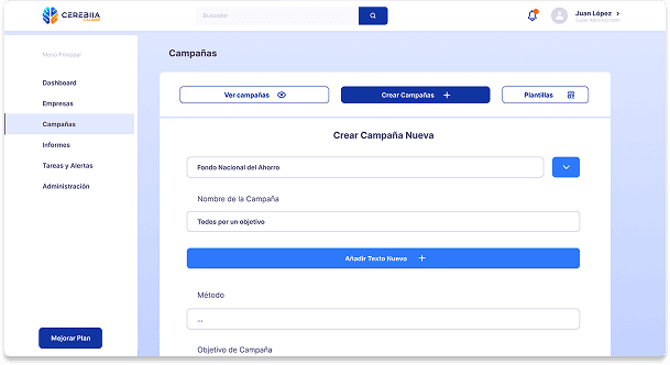 Vista de formulario de gestión de calidad